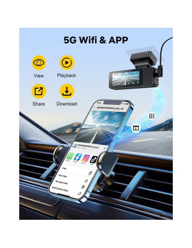 Cámara de tablero GKU D700 4K+1080P con GPS y WiFi 5GHz