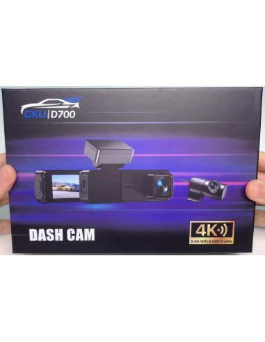 Cámara de tablero GKU D700 4K+1080P con GPS y WiFi 5GHz