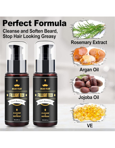 Kit Cuidado Barba FULLLIGHT TECH - Champú Aceite Argán 190g