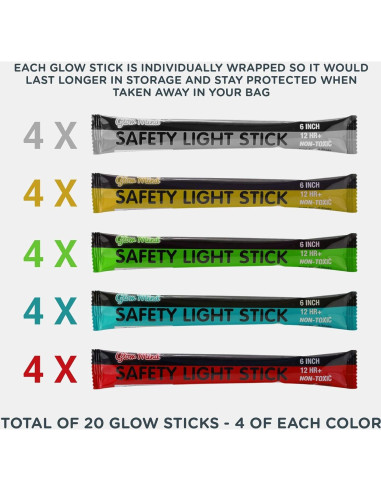 Palos de luz de emergencia Glow Mind 20 unidades 12 horas