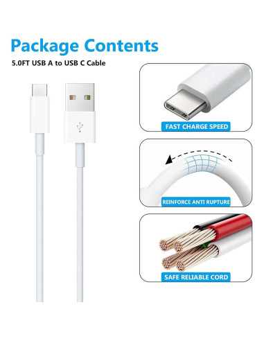 Cable Carplay USB A a C para iPhone 15 16 - 1 m Blanco