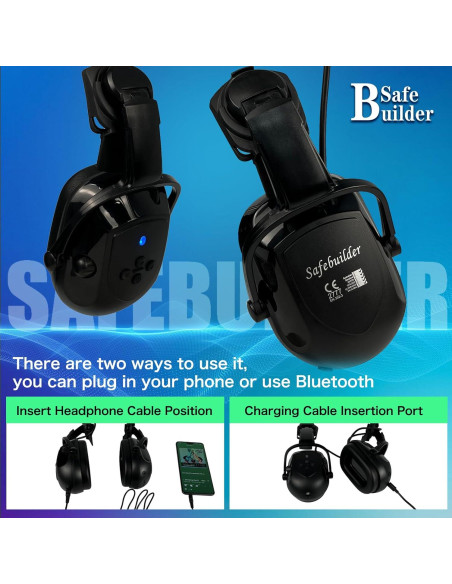 Auriculares Bluetooth SAFEBUILDER EM-C919B-E NRR 28dB Ajustables Auriculares Bluetooth SAFEBUILDER EM-C919B-E NRR 28dB Ajustables