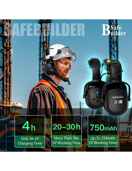Auriculares Bluetooth SAFEBUILDER EM-C919B-E NRR 28dB Ajustables Auriculares Bluetooth SAFEBUILDER EM-C919B-E NRR 28dB Ajustables