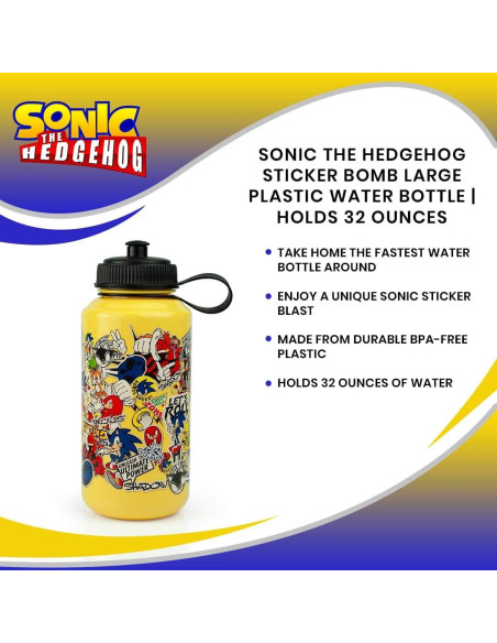 Botella de Agua Sonic The Hedgehog 0.95L Amarilla Reutilizable Botella de Agua Sonic The Hedgehog 0.95L Amarilla Reutilizable