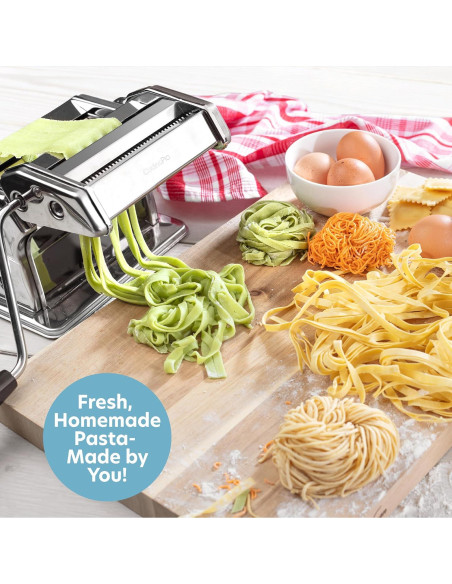 Máquina de Pasta Deluxe CucinaPro 5 Piezas Acero Inoxidable Máquina de Pasta Deluxe CucinaPro 5 Piezas Acero Inoxidable