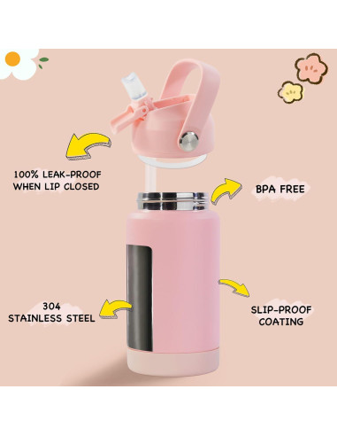 Botella de Agua Aislada Kerilyn 340ml Rosa para Niños