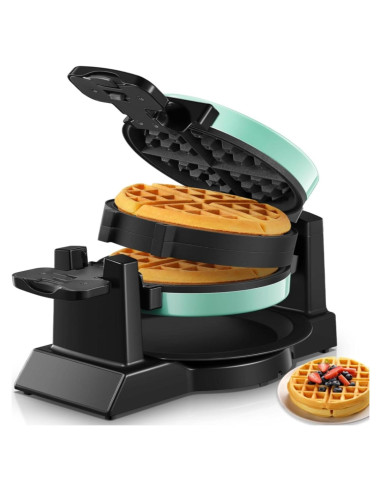Máquina de Waffles Doble FOHERE 1400W Antiadherente Azul