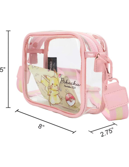 Bolso Transparente Pikachu para Mujeres con Botella de Agua Bolso Transparente Pikachu para Mujeres con Botella de Agua
