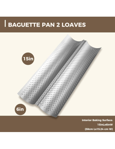 Bandeja para Hornear Baguettes KITESSENSU 38x16 cm Antiadherente