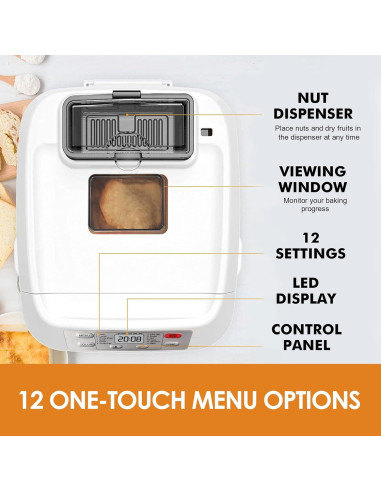 Máquina de Pan Kitchen in the Box 2LB 12 Programas Blanco