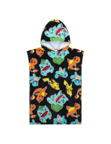 Toalla de baño con capucha Pokemon 100% algodón 6-9 años