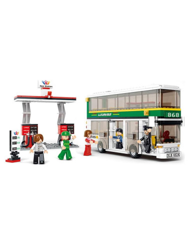 Juego de Bloques Autobús 2 Pisos + Gasolinera 409 Piezas