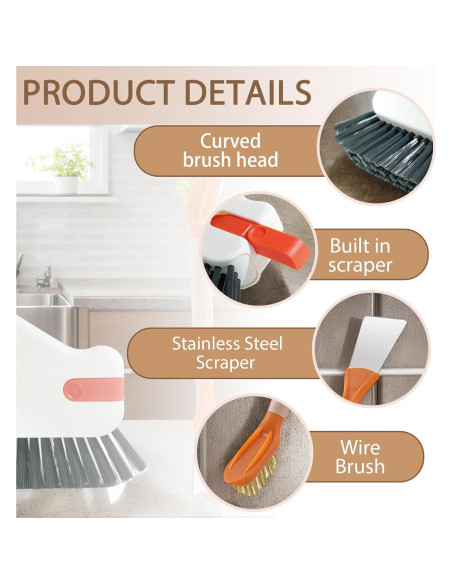 Juego de Cepillos de Limpieza JIANGLAI 2 en 1 Naranja