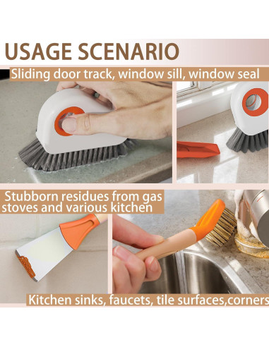 Juego de Cepillos de Limpieza JIANGLAI 2 en 1 Naranja