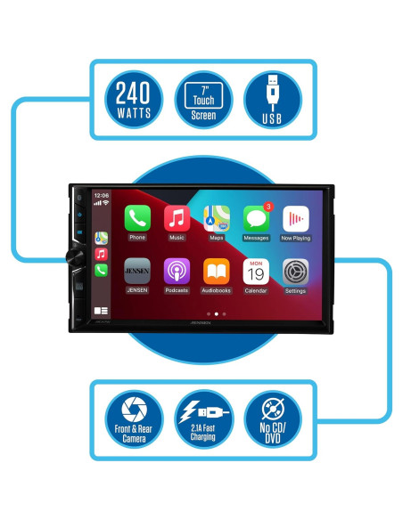 Estéreo Doble DIN Jensen J3CA7W 7" Táctil Bluetooth + Cámara Estéreo Doble DIN Jensen J3CA7W 7" Táctil Bluetooth + Cámara