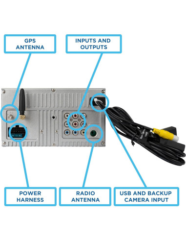 Estéreo Doble DIN Jensen J3CA7W 7" Táctil Bluetooth + Cámara