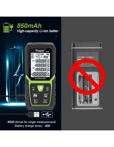 Medidor de Distancia Láser Huepar LM100A 100,58 m con Batería Medidor de Distancia Láser Huepar LM100A 100,58 m con Batería