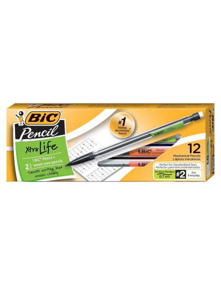 Lápiz Mecánico BIC Xtra-Life 0.7mm Negro, Paquete de 12 Lápiz Mecánico BIC Xtra-Life 0.7mm Negro, Paquete de 12