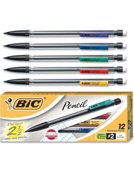 Lápiz Mecánico BIC Xtra-Life 0.7mm Negro, Paquete de 12 Lápiz Mecánico BIC Xtra-Life 0.7mm Negro, Paquete de 12