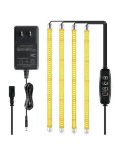 iPower 60W Luz LED Cultivo Amarilla 4 Tubos Espectro Completo