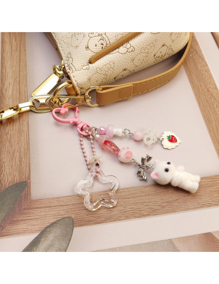 Llavero de Gato Peludo Rosa Bonito para Mujeres - Accesorios Elegantes Llavero de Gato Peludo Rosa Bonito para Mujeres - Accesorios Elegantes