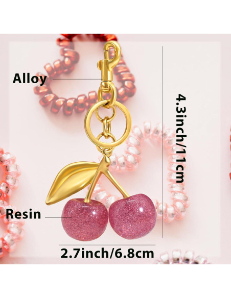 Llave de Cereza y Encanto de Bolsa Rosa - Accesorios Kawaii Llave de Cereza y Encanto de Bolsa Rosa - Accesorios Kawaii