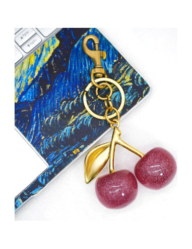 Llave de Cereza y Encanto de Bolsa Rosa - Accesorios Kawaii