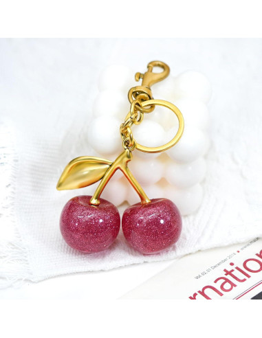 Llave de Cereza y Encanto de Bolsa Rosa - Accesorios Kawaii