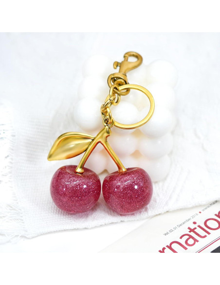Llave de Cereza y Encanto de Bolsa Rosa - Accesorios Kawaii Llave de Cereza y Encanto de Bolsa Rosa - Accesorios Kawaii