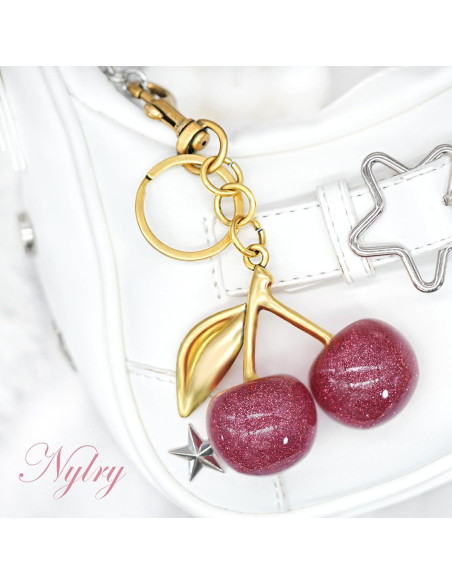 Llave de Cereza y Encanto de Bolsa Rosa - Accesorios Kawaii Llave de Cereza y Encanto de Bolsa Rosa - Accesorios Kawaii
