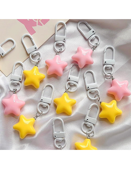 10 Llavero Estrella Gorda Kawaii Rosa y Amarillo Accesorios 10 Llavero Estrella Gorda Kawaii Rosa y Amarillo Accesorios