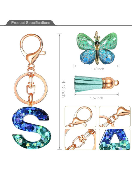 Llavero inicial personalizado JINGUAZI con borlas mariposa rosa Llavero inicial personalizado JINGUAZI con borlas mariposa rosa