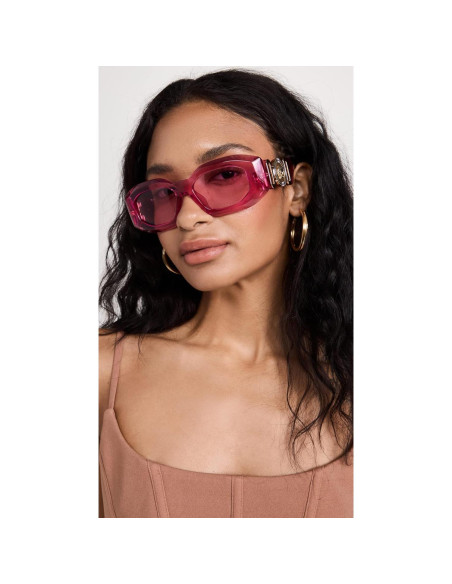 Gafas de sol rectangulares Versace para mujer Rosa Gafas de sol rectangulares Versace para mujer Rosa