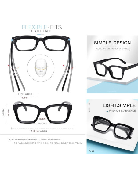 Gafas JOVAKIT Cuadradas Unisex 50mm Ultra-Ligeras Gafas JOVAKIT Cuadradas Unisex 50mm Ultra-Ligeras
