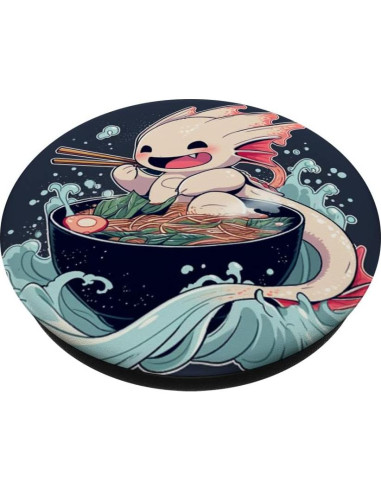 PopSockets Adhesivo PopGrip Anime Axolotl Kawaii Comiendo Ramen
