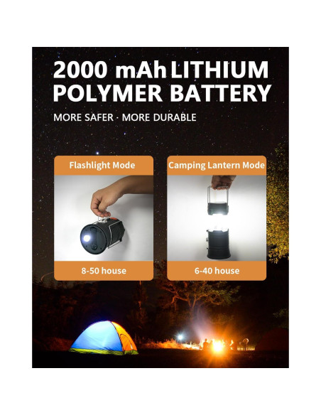 Linterna de Camping Mukkuri 5803 Solar y USB 500 Lúmenes Linterna de Camping Mukkuri 5803 Solar y USB 500 Lúmenes