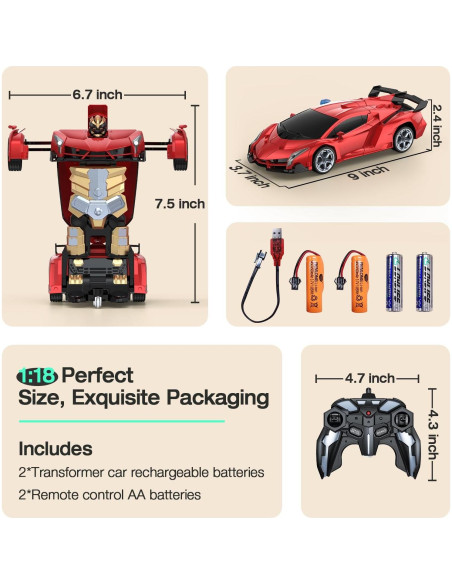 Coche RC Transformador KKM 1:18 con Luz LED y Control Remoto Coche RC Transformador KKM 1:18 con Luz LED y Control Remoto