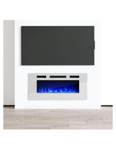 Chimenea Eléctrica MEBLE 40" Montada en Pared 1500W Blanco