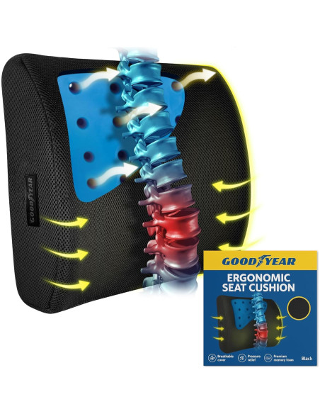 Cojín Lumbar Goodyear GY1003 Espuma Viscoelástica 34x36 cm Cojín Lumbar Goodyear GY1003 Espuma Viscoelástica 34x36 cm