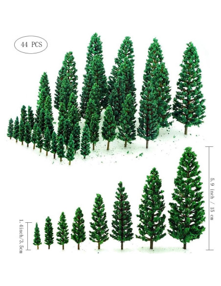 44 Piezas Mini Árboles de Pino Plástico para Diorama 15 cm 44 Piezas Mini Árboles de Pino Plástico para Diorama 15 cm