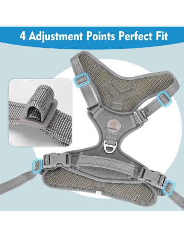 Arnés para Perros Grandes Hipubby Ajustable Gris L