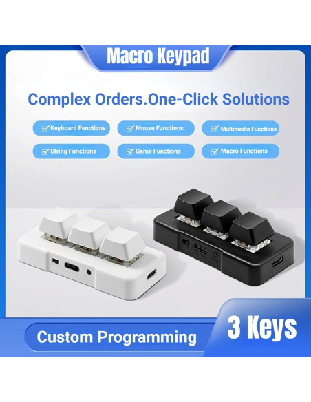 Teclado Mecánico RGB Mini Yoidesu 3 Teclas USB Programable Teclado Mecánico RGB Mini Yoidesu 3 Teclas USB Programable