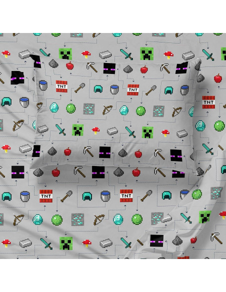 Juego de Sábanas Completo Jay Franco Minecraft 4 Piezas Juego de Sábanas Completo Jay Franco Minecraft 4 Piezas
