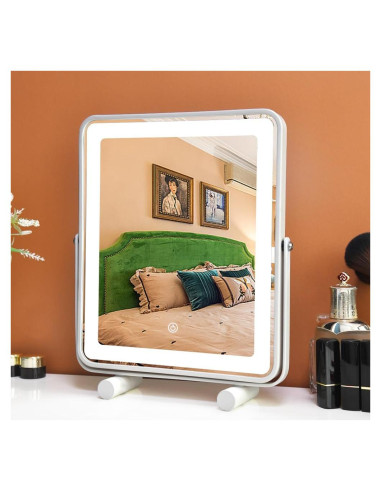 Espejo de Maquillaje LED YEKKOPT 33x25 cm 3 Modos Iluminación