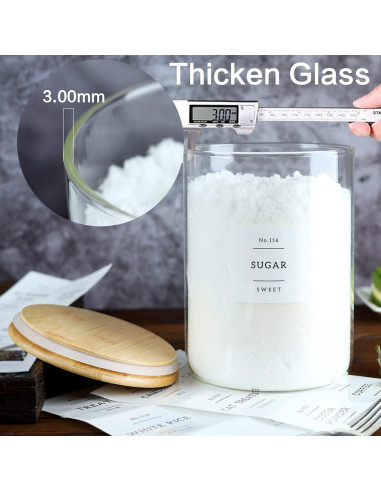 Frasco de vidrio hermético CZSZYGHBAO 3000 ml con tapa de bambú
