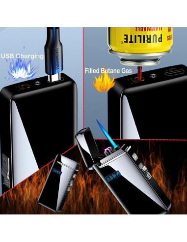 Encendedor Electrónico 2 en 1 ZOIPPDMS Jet Plasma USB