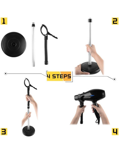 Soporte para Secador de Pelo HLGOLDLUO Ajustable 360