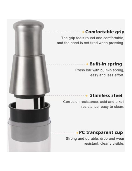 Picador Manual de Alimentos Kakalote, Acero Inoxidable 16cm Picador Manual de Alimentos Kakalote, Acero Inoxidable 16cm