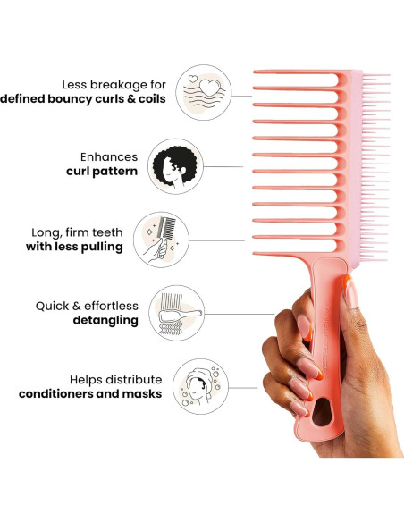 Peine Dientes Anchos Tangle Teezer Durazno para Cabello Rizado Peine Dientes Anchos Tangle Teezer Durazno para Cabello Rizado