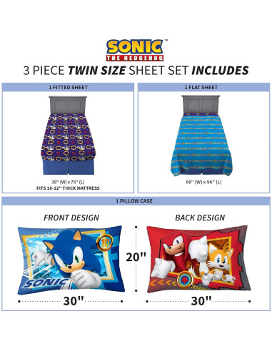 Conjunto de Sábanas Microfibra Franco Kids Individual Sonic
